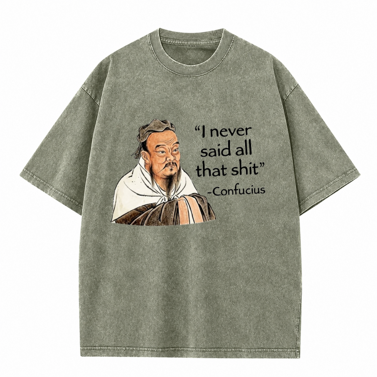 Confucius Funny Quote Vintage Washed Graphic T-Shirt