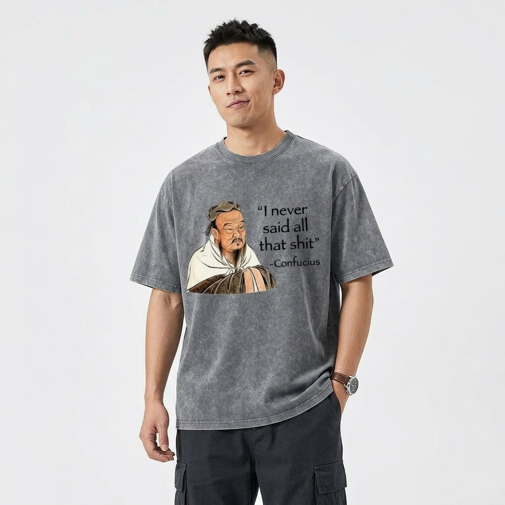 Confucius Funny Quote Vintage Washed Graphic T-Shirt